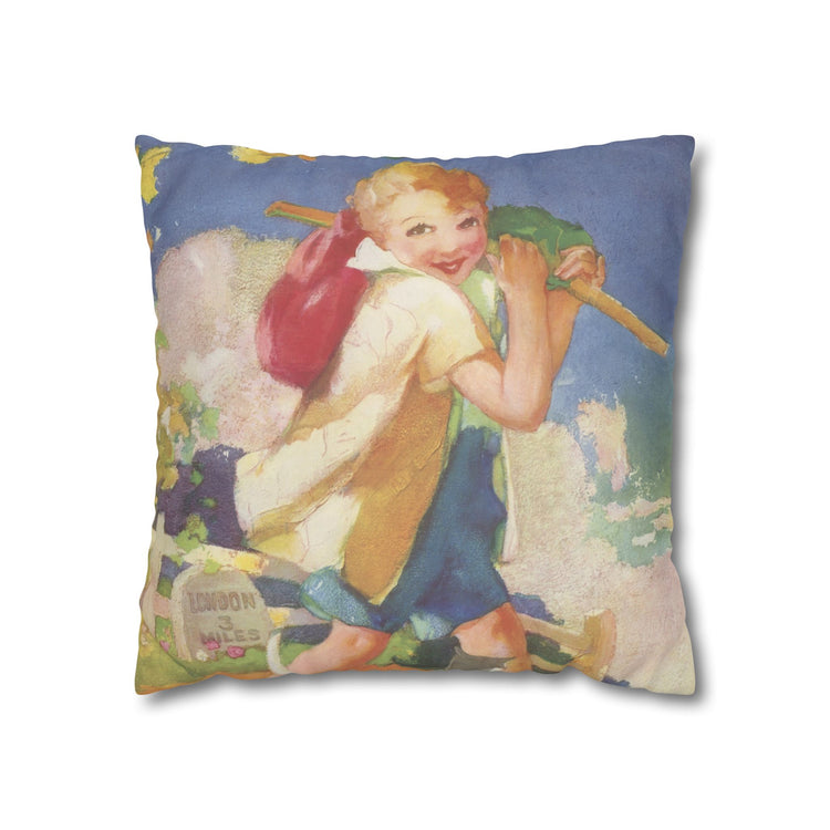 Dick Whittington by Albert Hencke | Vintage Nursery Illustration | Faux Suede Pillowcase