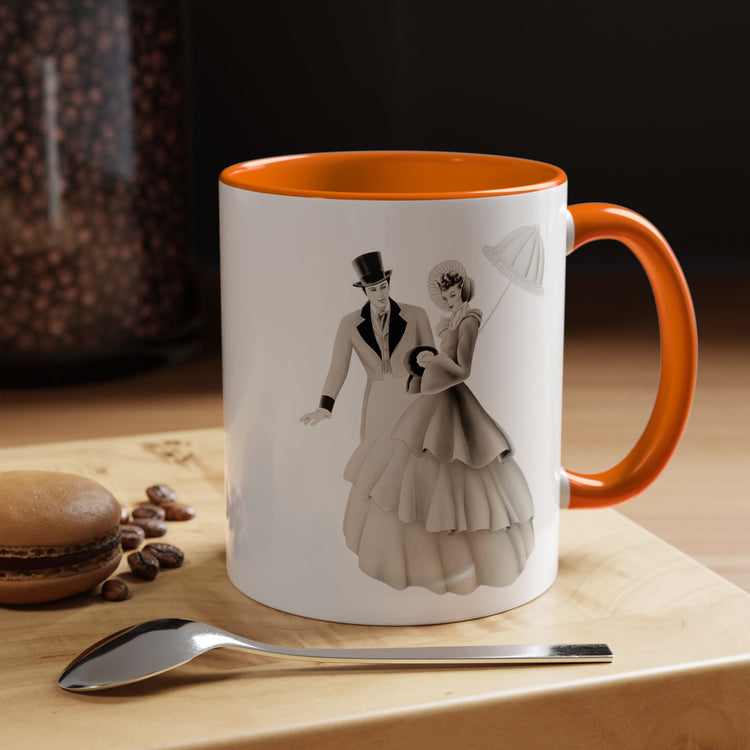 Vintage Romantic Portrait Mug - Couple with Parasol| 1940s Turner Art