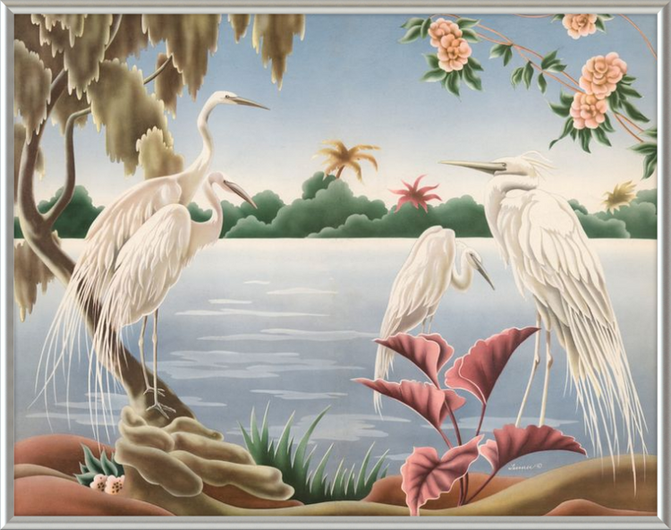 Custom Framed Turner Egrets | Premium Giclee Print | Vintage Bird Lithograph