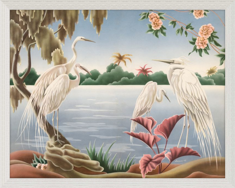 Custom Framed Turner Egrets | Premium Giclee Print | Vintage Bird Lithograph