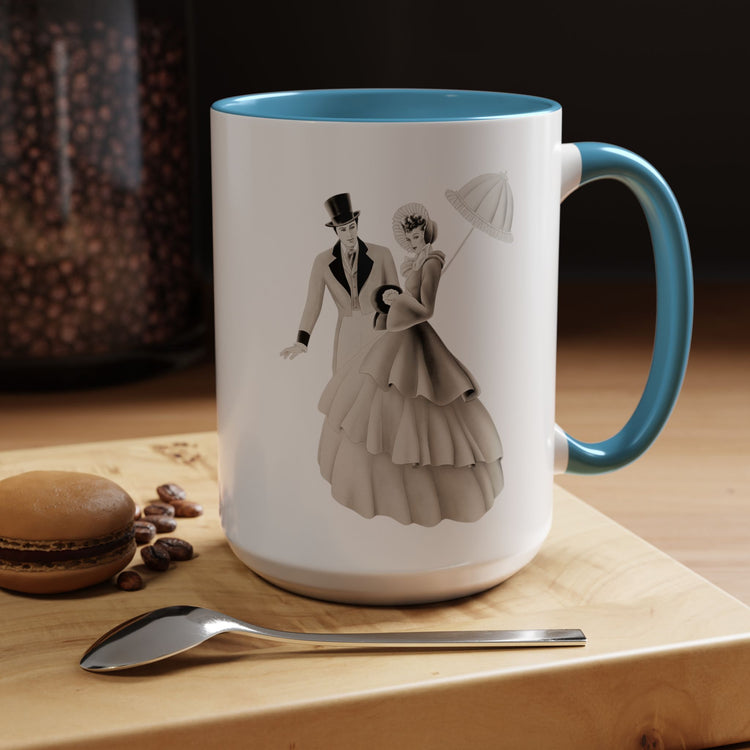 Vintage Romantic Portrait Mug - Couple with Parasol| 1940s Turner Art