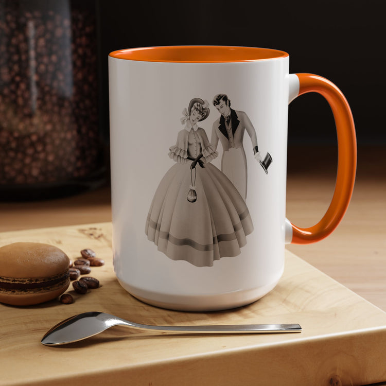 Vintage Romantic Portrait Mug - Couple with Top Hat | 1940s Turner Art