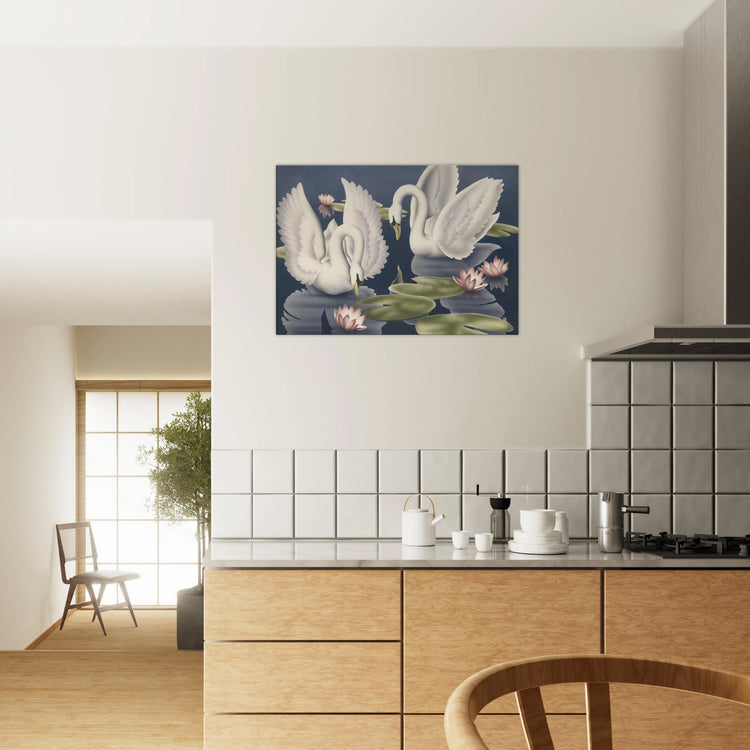 Turner Swans and Lillies Wrap-Around Canvas Print | Vintage Bird Wall Art