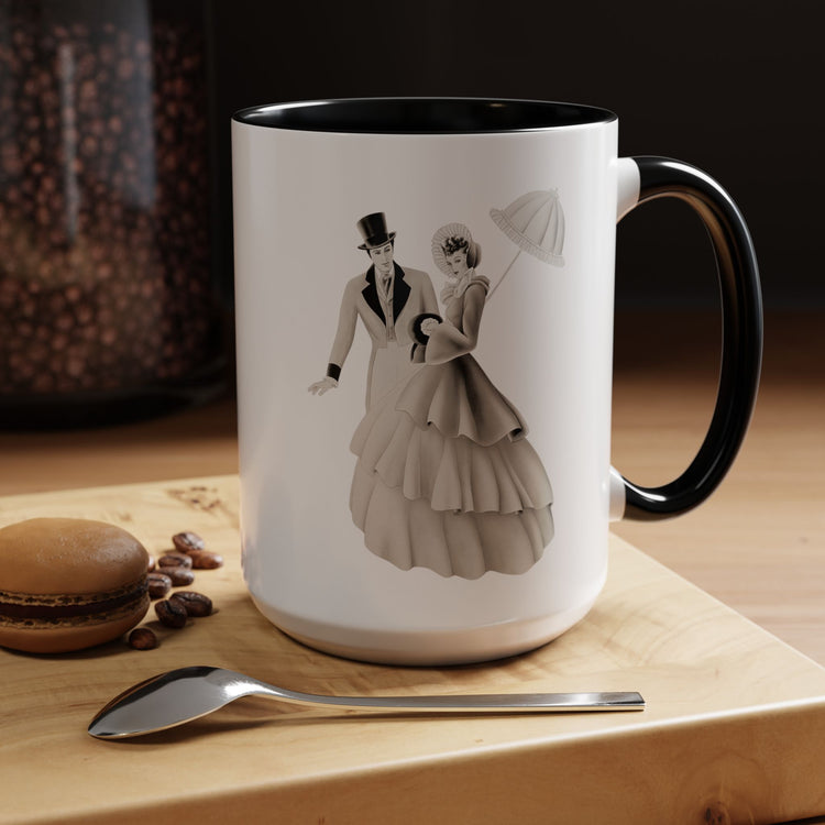 Vintage Romantic Portrait Mug - Couple with Parasol| 1940s Turner Art