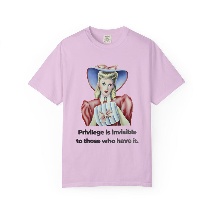 "Privilege is Invisible" Vintage Portrait Tee | White Accountability | Garment-Dyed Heavyweight Crewneck