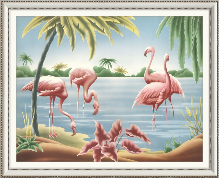 Custom Framed Turner Flamingo | Premium Giclee Print | Vintage Bird Lithograph