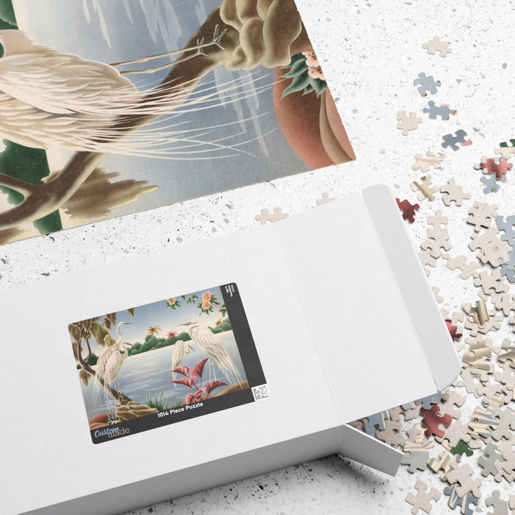 Turner Egrets Jigsaw Puzzle — Vintage Lakeside Birds (110/252/520/1014 pcs)