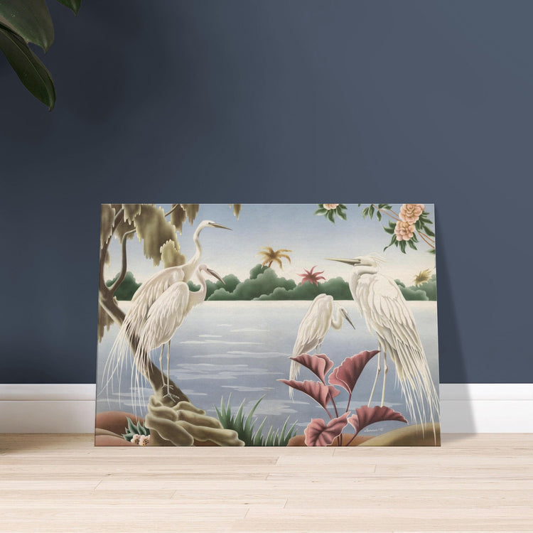 Turner Egrets Wrap-Around Canvas Print | Vintage Lakeside Bird Wall Art