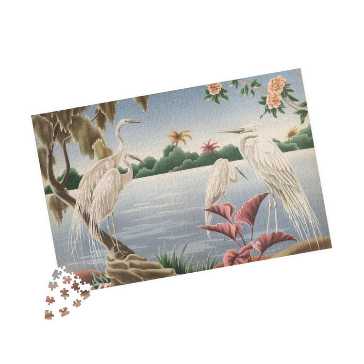 Turner Egrets Jigsaw Puzzle — Vintage Lakeside Birds (110/252/520/1014 pcs)
