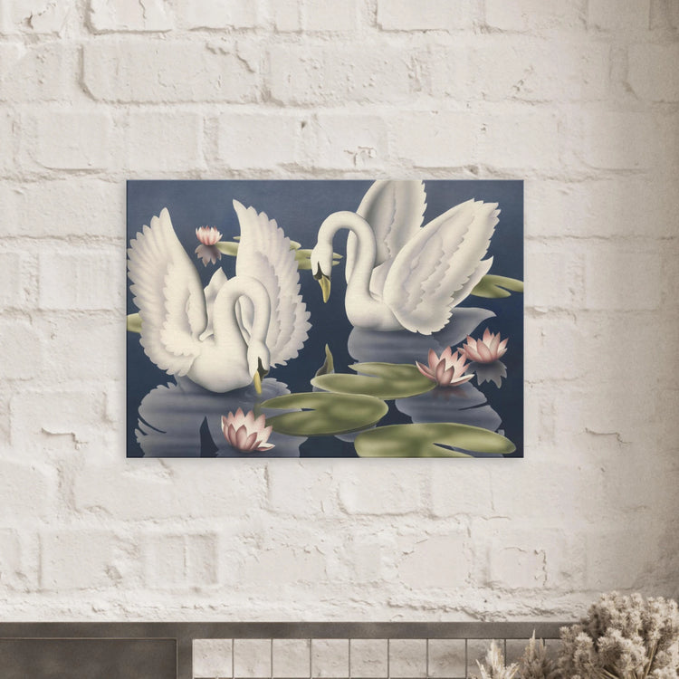 Turner Swans and Lillies Wrap-Around Canvas Print | Vintage Bird Wall Art