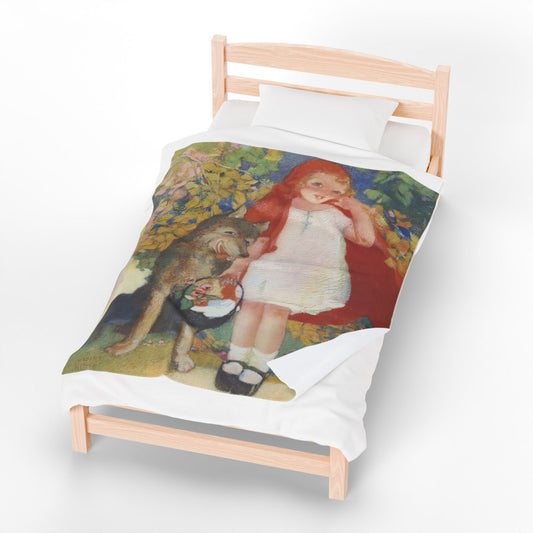 Red Riding Hood by Albert Hencke | Vintage Nursery Rhyme Illustration | Velveteen Plush Blanket