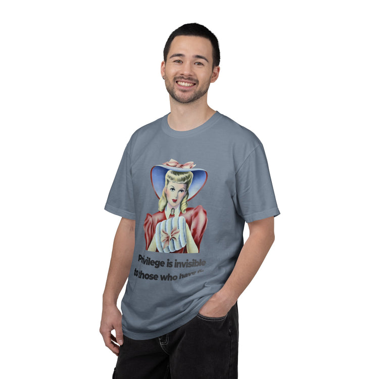 "Privilege is Invisible" Vintage Portrait Tee | White Accountability | Garment-Dyed Heavyweight Crewneck