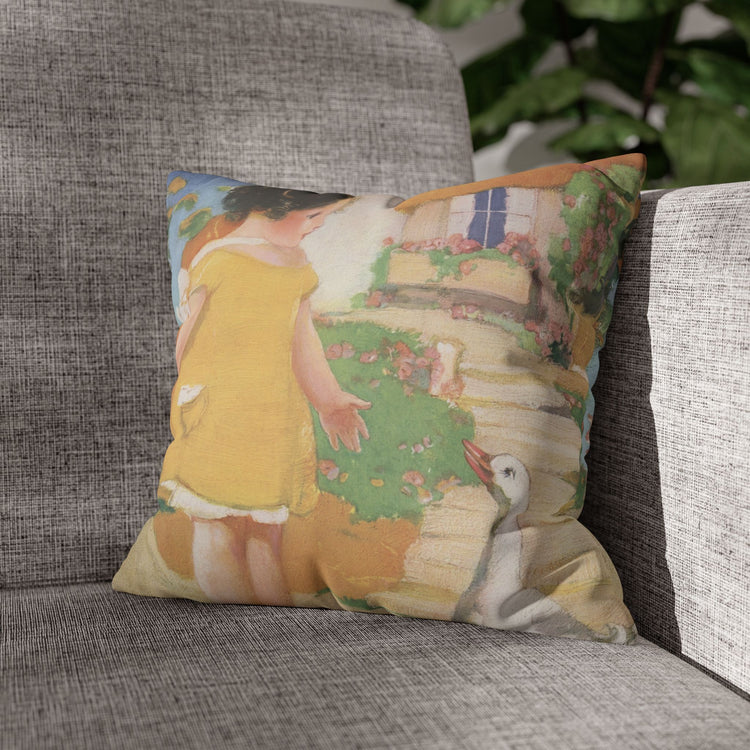 Goosy Goosy Gander by Albert Hencke | Vintage Nursery Illustration | Faux Suede Pillowcase