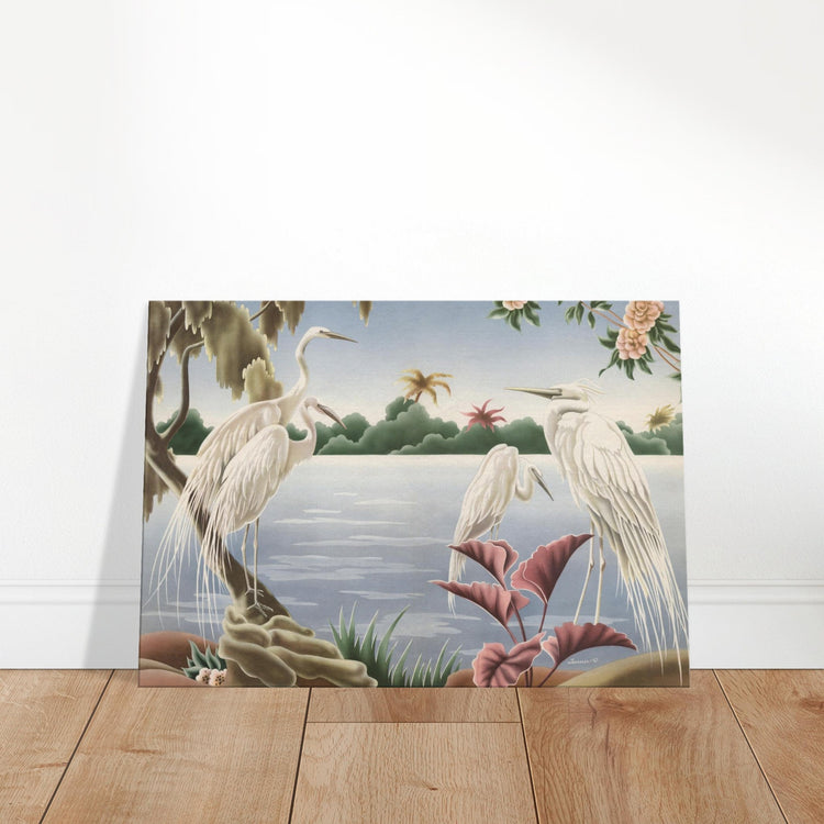 Turner Egrets Wrap-Around Canvas Print | Vintage Lakeside Bird Wall Art