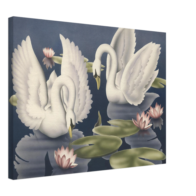 Turner Swans and Lillies Wrap-Around Canvas Print | Vintage Bird Wall Art