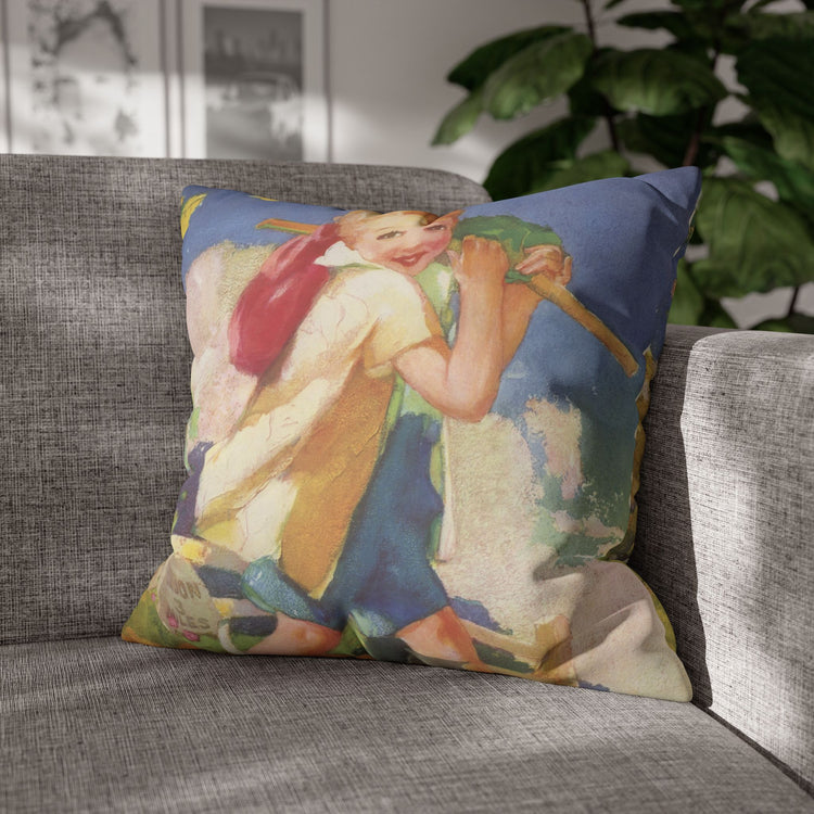 Dick Whittington by Albert Hencke | Vintage Nursery Illustration | Faux Suede Pillowcase