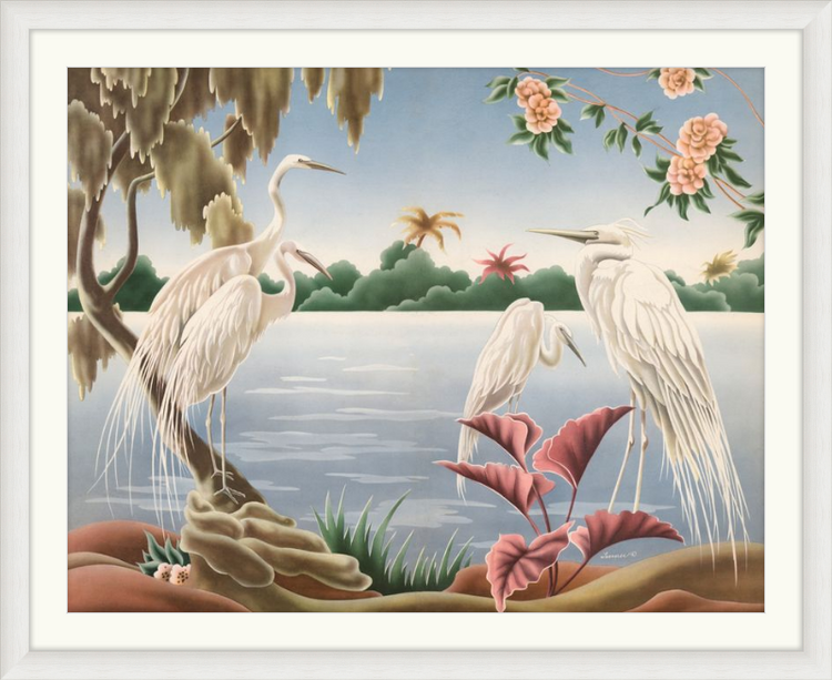 Custom Framed Turner Egrets | Premium Giclee Print | Vintage Bird Lithograph