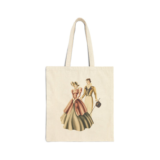 Vintage Romantic Portrait Tote Bag - Couple Walking in Color | 1940s Turner Art