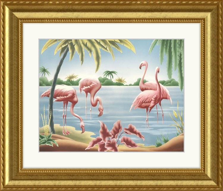 Custom Framed Turner Flamingo | Premium Giclee Print | Vintage Bird Lithograph