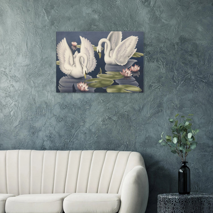 Turner Swans and Lillies Wrap-Around Canvas Print | Vintage Bird Wall Art