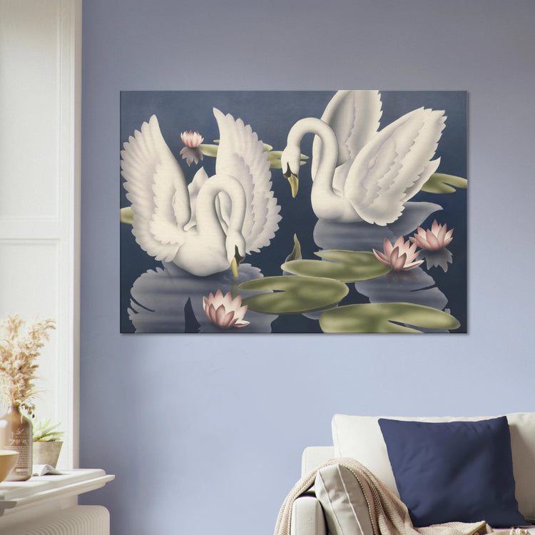 Turner Swans and Lillies Wrap-Around Canvas Print | Vintage Bird Wall Art