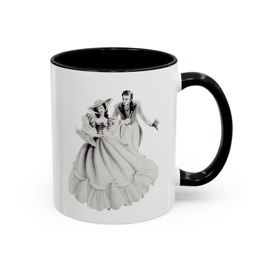 Vintage Romantic Portrait Mug - Couple with Basket of Flowers | 1940s Turner Art