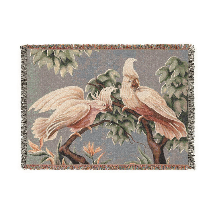 Turner White Cockatoos Woven Blanket | Print-on-Demand Tapestry Throw