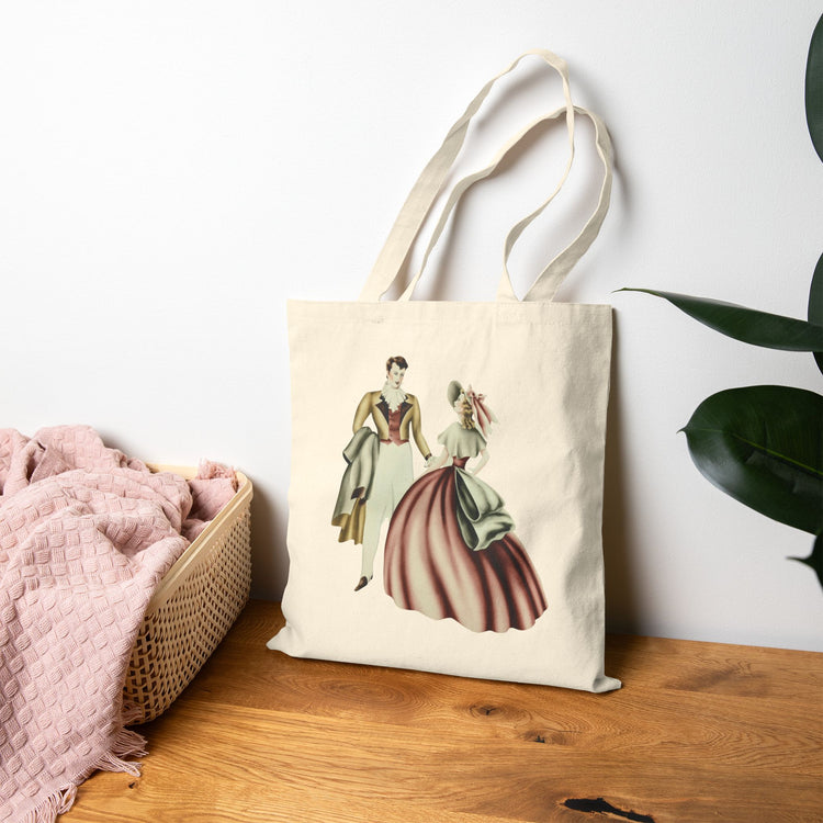 Vintage Romantic Portrait Tote Bag - Couple Facing | 1940s Turner Art