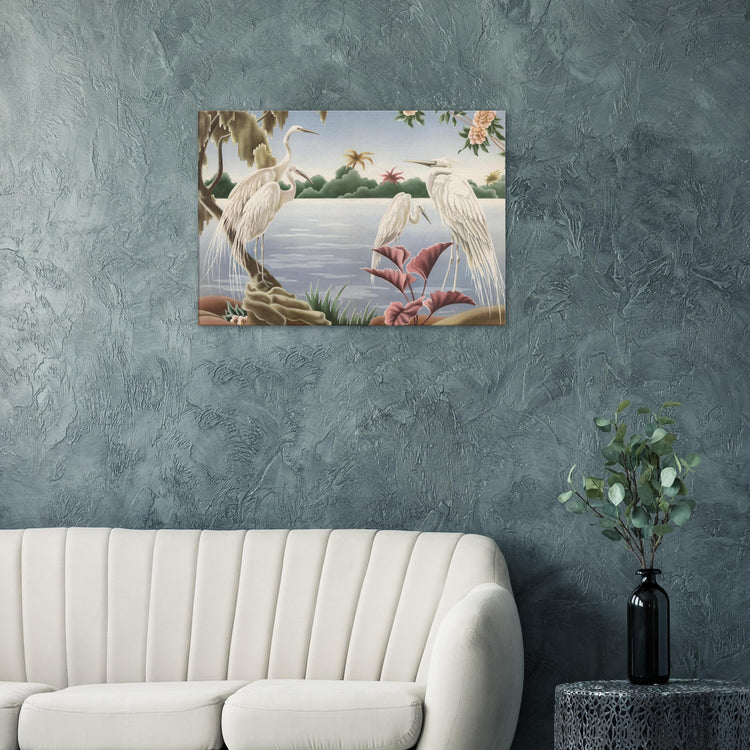 Turner Egrets Wrap-Around Canvas Print | Vintage Lakeside Bird Wall Art