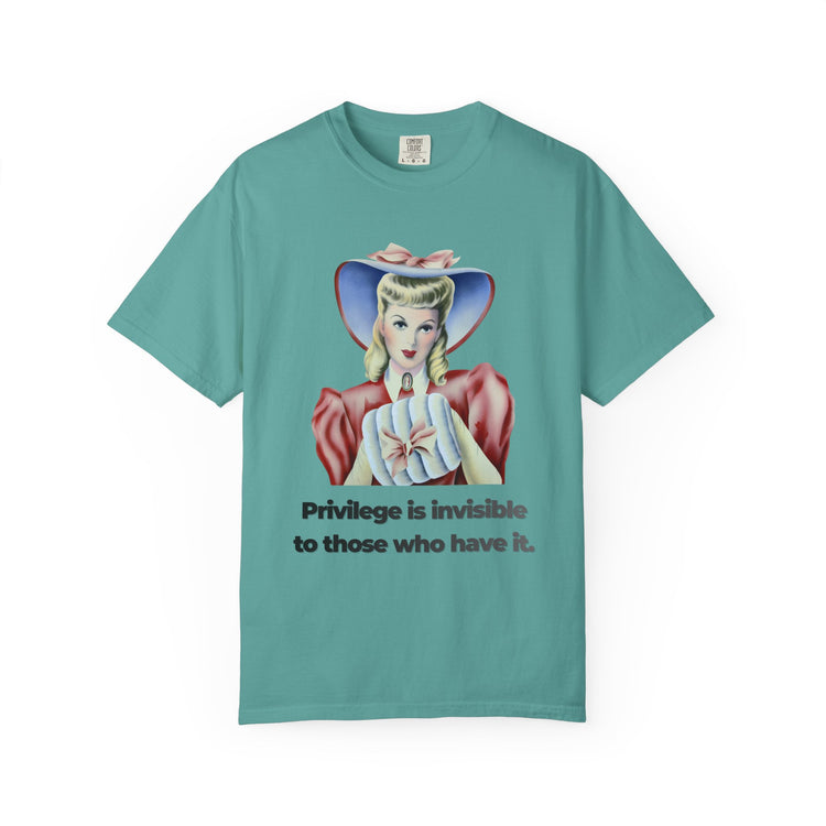 "Privilege is Invisible" Vintage Portrait Tee | White Accountability | Garment-Dyed Heavyweight Crewneck