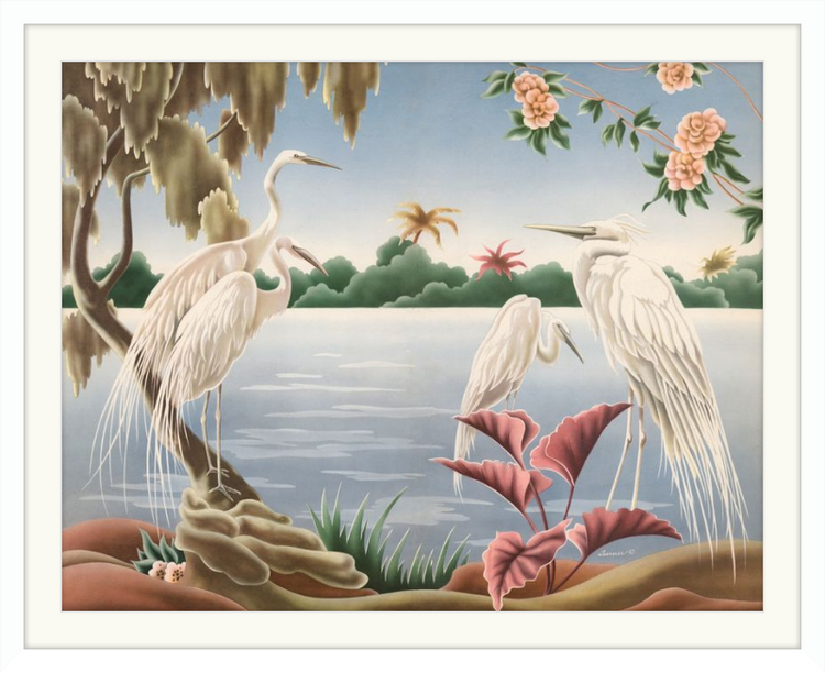Custom Framed Turner Egrets | Premium Giclee Print | Vintage Bird Lithograph