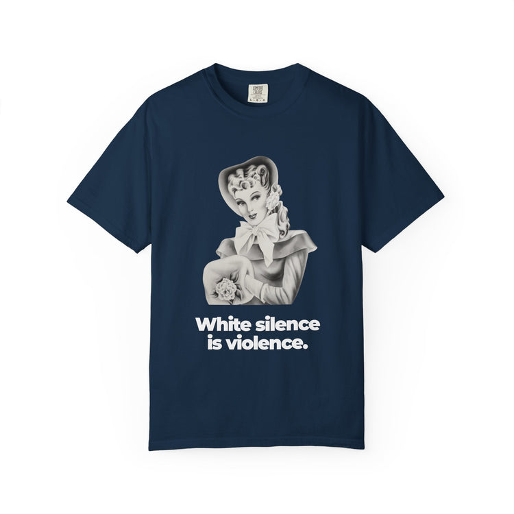 "White Silence is Violence" Vintage Portrait Tee | Activist Apparel | Garment-Dyed Heavyweight Crewneck