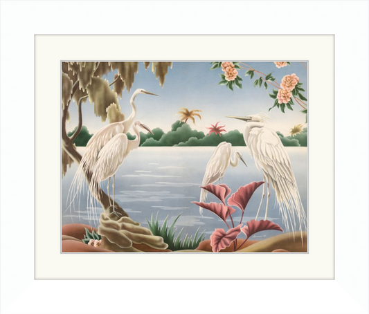 Custom Framed Turner Egrets | Premium Giclee Print | Vintage Bird Lithograph