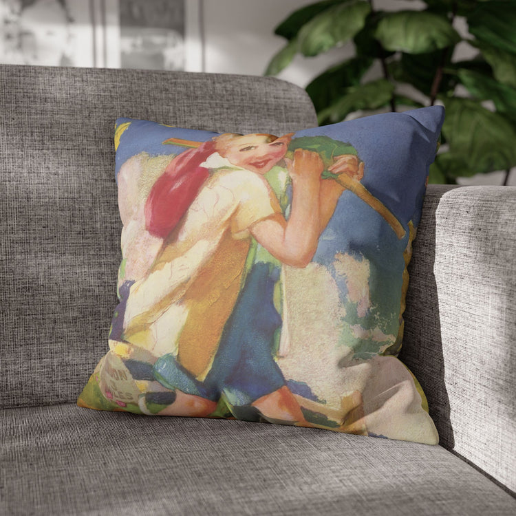 Dick Whittington by Albert Hencke | Vintage Nursery Illustration | Faux Suede Pillowcase