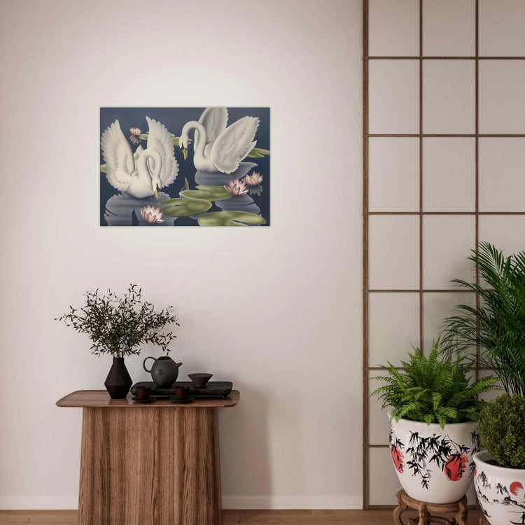 Turner Swans and Lillies Wrap-Around Canvas Print | Vintage Bird Wall Art