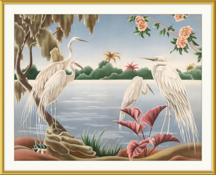 Custom Framed Turner Egrets | Premium Giclee Print | Vintage Bird Lithograph