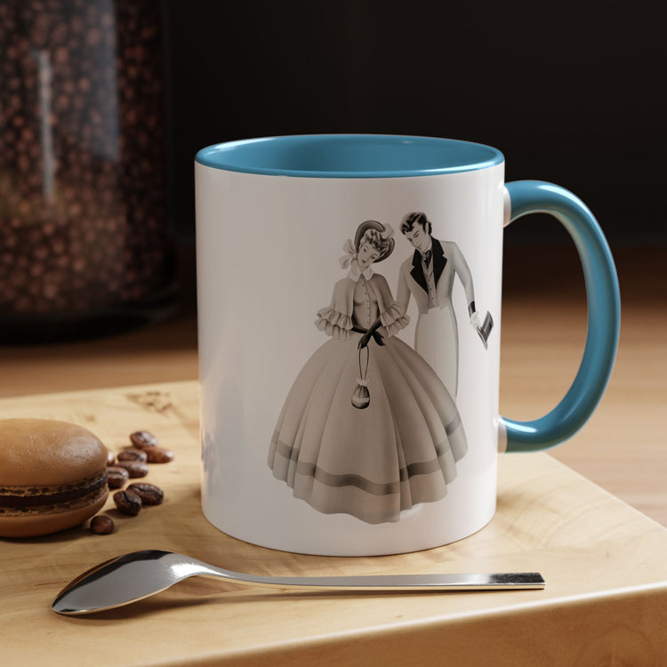 Vintage Romantic Portrait Mug - Couple with Top Hat | 1940s Turner Art