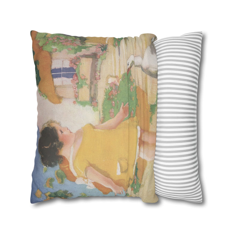 Goosy Goosy Gander by Albert Hencke | Vintage Nursery Illustration | Faux Suede Pillowcase