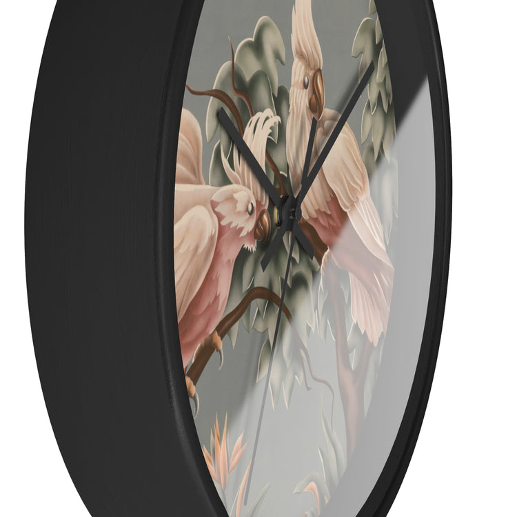 Turner White Cockatoos Wall Clock — Vintage Tropical Bird Lithograph Home Decor