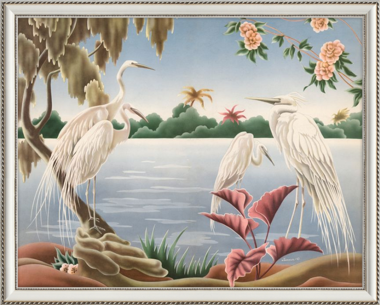Custom Framed Turner Egrets | Premium Giclee Print | Vintage Bird Lithograph