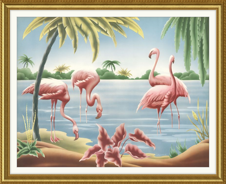 Custom Framed Turner Flamingo | Premium Giclee Print | Vintage Bird Lithograph