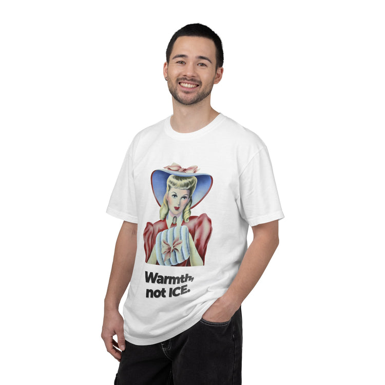 "Warmth, not ICE" Vintage Portrait Tee | Pro-Immigrant Activism | Garment-Dyed Heavyweight Crewneck