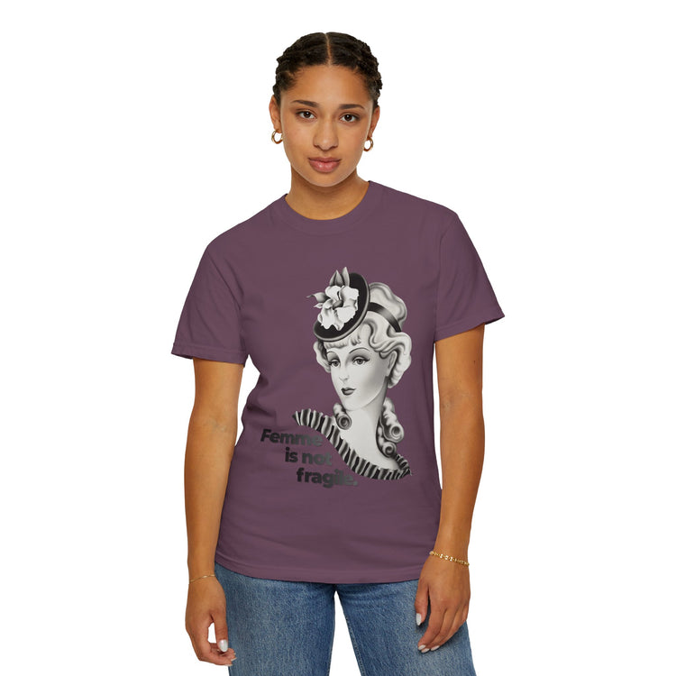 "Femme is Not Fragile" Vintage Portrait Tee | Queer Femme Pride | Garment-Dyed Heavyweight Crewneck