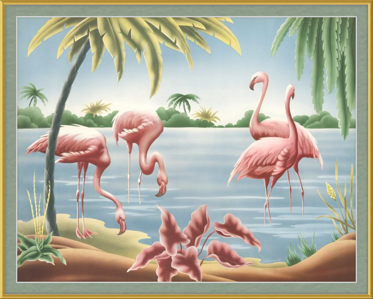 Custom Framed Turner Flamingo | Premium Giclee Print | Vintage Bird Lithograph