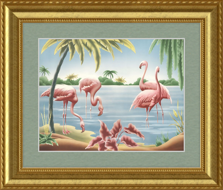 Custom Framed Turner Flamingo | Premium Giclee Print | Vintage Bird Lithograph