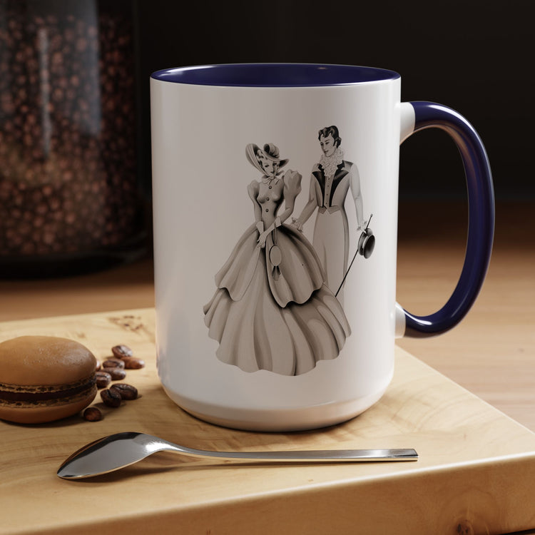 Vintage Romantic Portrait Mug - Couple Walking B&W | 1940s Turner Art