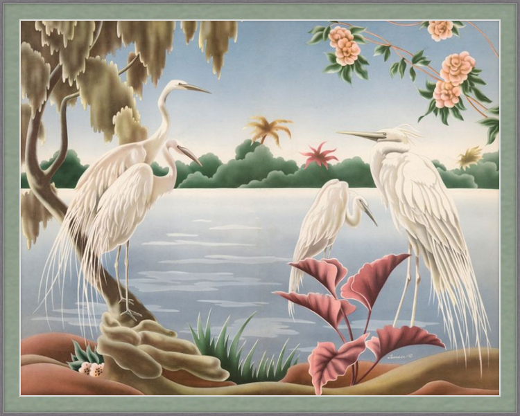 Custom Framed Turner Egrets | Premium Giclee Print | Vintage Bird Lithograph