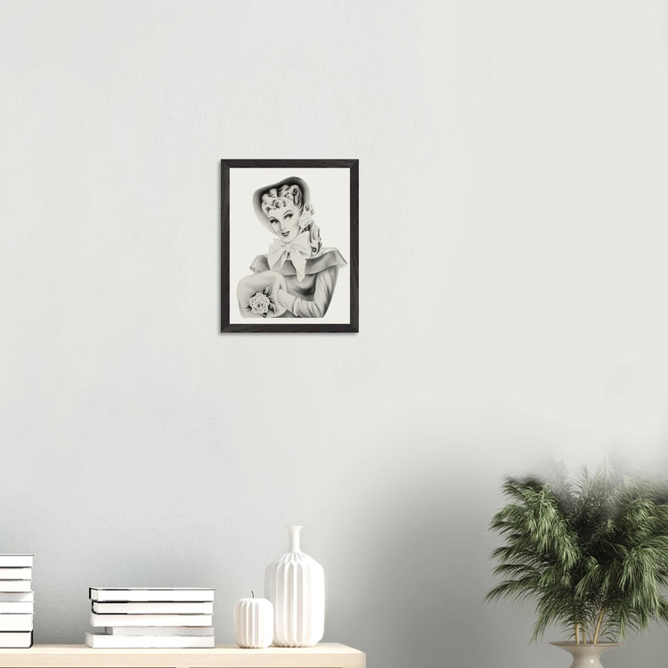 Vintage Romantic Portrait - Portrait with Bow | 1940s Turner Airbrushed Art