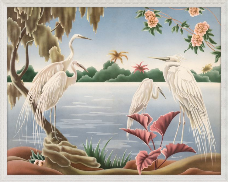Custom Framed Turner Egrets | Premium Giclee Print | Vintage Bird Lithograph
