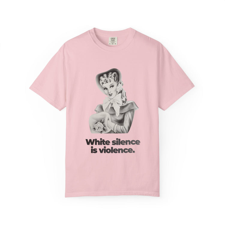 "White Silence is Violence" Vintage Portrait Tee | Activist Apparel | Garment-Dyed Heavyweight Crewneck